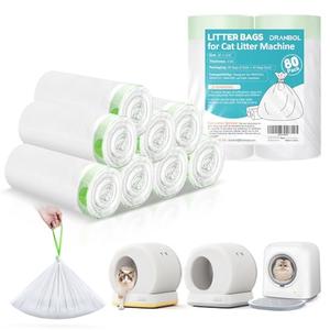 80 Count Self-Cleaning Cat Litter Box Liners Bag, Compatible with Meo Want MW-SC01/SC02/SC09/SC01-Y,Thick Heavy Duty Drawstring Cats Litters Box Robots Bags Liners,18" x 12.6"