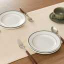 ZeeMart Linen Textured Border Table Runner, 14 x 48 Inch Cream, Farmhouse Style Cream Table Runners 48 Inches Long, Easy Care Everyday Polyester Table Runner