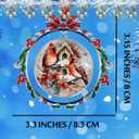 XUTAI Cardinals and Birds House Christmas Tree Ornaments Chritstmas Wreath Christmas Ornament Glass Christmas Hanging Ornament Festive Pendant for Home Holiday Decoration