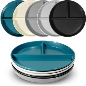 Portion Control Plate For Weight Loss 9 Inch 5Pcs, Round Divided Plates for Adults, 3 Compartment Plates is very thick and smooth,Suitable for Bariatric Diet