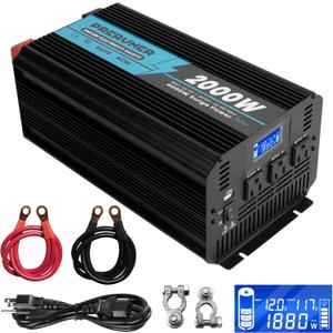 New Upgrade 2000W Primary Sump Pump Battery Backup System, Auto Switches for Continuous Sump Pump Operation, LCD Display, Dual Cooling Fans Ultimate Quiet Home Defender (Upgrade 2000W LCD-Black)