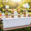 4 PCS Farmhouse Donut Stand for Dessert Table Donut Wooden Stand Bagel Stands Holder Doughnut Stands 10in Long for Wedding Birthday Parties Decorations Supplies, Reusable