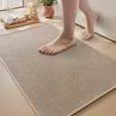 MontVoo Bath Mat Rug-Ultra Thin Non Slip Bath Mats for Bathroom Mat Quick Dry, Rubber Backing Washable Bathroom Rugs Fit Under Door, Absorbent Bath Rugs for Floor,20"x32",Beige
