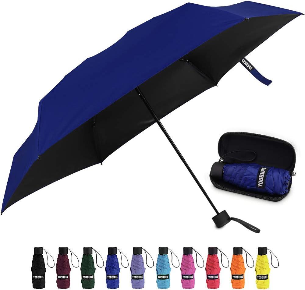 Yoobure Small Mini Umbrella with Case Light Compact Design Perfect for Travel Lightweight Portable Parasol Outdoor Sun&Rain Umbrellas, Blue