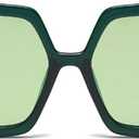 Freckles Mark Thick Hexagonal Retro Sunglasses for Women Trendy 60s Vintage Sun Glasses Oversized Classic Shades (Emerald Green)
