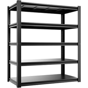 5-Tier 40W X 20D X 72H Heavy Duty Garage Storage Shelves 2500LBS Basement Shelving Heavy Duty Adjustable Unit Rack Metal Rack(Black)