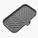 Silicone Bathroom Soap Dishes with Drain Spout-Bathroom and Kitchen Sink Organizer,Sponge Holder,Dish Soap Tray,Perfect for Dispenser,Scrubber,Bottle,Cup on Sink or Counter-Grey 9.6"5.3"