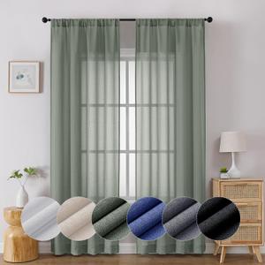 Lecloud Serena Semi-Sheer Sage Green Curtains, 84 Inch Length, Lightweight, Light-Filtering, Rod Pocket, Solid, Bedroom & Living Room (Each 40 W x 84 L, 2 Panels Set, Sage Green)