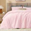 BEDELITE Fleece Queen Comforter Set -Super Soft & Warm Fluffy Cherry Blossom Bedding, Luxury Fuzzy Heavy Bed Set for Winter with 2 Pillow Cases