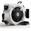 SUNPOW Retractable Garden Hose Reel - 1/2" x 100ft Wall Mounted Hose Reel with 3/4'' Brass Fitting & 10-Pattern Nozzle - Auto Slow Retraction, Any-Length Lock, 180°Swivel for Lawn & Gardening