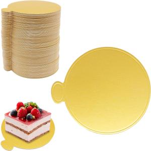 3.15 Inch Mini Cake Boards, 100PCS Round Mousse Cupcake Base, Golden Cake Plates Circle Dessert Boards for Home Kitchen and Bakeries