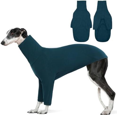 DENTRUN Italian Greyhounds Dog Sweater, Greyhounds Turtleneck Knit Sweatshirt Lightweight Clothes for Cold Weather, Warm Pajamas for Whippets, Winter Long Sleeve Dog Sweater Shirt for  Dog, L