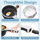Dezin Hot Pot Electric with Steamer Upgraded, Non-Stick Saut Pan, Rapid Noodles Electric Pot, 1.5L Mini Pot for Steak, Egg, Fried Rice, Ramen, Oatmeal, Soup with Power Adjustment, Black