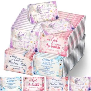TaoBary 80 Pack Christian Pocket Tissues for Wedding Guests Scripture Floral Pocket Tissues Travel Packs Inspirational Bible Verse 3 Ply Soft Facial Napkin for Wedding Travelling Ceremony Supplies