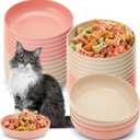 Tioncy 24 Pieces Beard Fatigue Relief Cat Bowl Shallow Cat Food Dish Wide and Small Plate Wide Stray Wet Feeding Bowl for Ferrets Feral Short Legged Kitten, 5.5 Inch Wheat Straw(Pink, Beige,Classic)