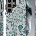 Case for Samsung Galaxy S25 Ultra,Oceans Whales Sharks Phone Case Drop Resistant Frosted 2 in 1 Solid Dual-Layer Cover for Girl Women