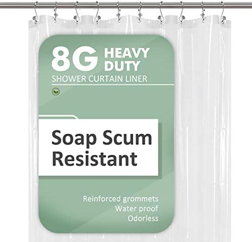Barossa Design 60 x 72 Inches Shower Curtain Liner with 6 Weighted Magnets, Heavy Duty PEVA, 10 Grommet Holes, Waterproof, PVC Free, Clear, 60x72