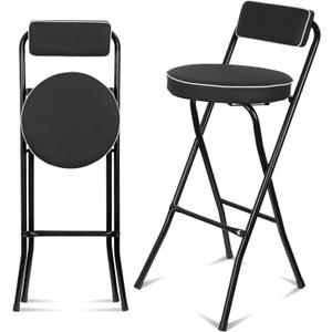 Folding Bar Stool with Footrest 1PCS Tall Folding Stool Foldable Chair
29.5" Capacity 300lb,Portable Collapsible Chairs Leather Padded Counter Height for Adults Sturdy, Space-Saving Black