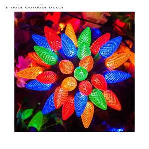 Brightown C9 Christmas String Lights Outdoor Led Fairy Lights Faceted Strawberry Lights Extendable UL Certified for Party Holiday Wedding Christmas Indoor Outdoor Decor