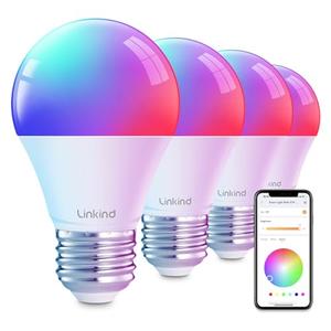 Linkind Smart Light Bulbs, Smart Bulb That Work with Alexa & Google Home, LED Light Bulbs Color Changing, 104 Preset Scene, Music Sync, A19 E26 2.4GHz RGBTW WiFi Bluetooth Light Bulb 60W, 800LM, 5Pack