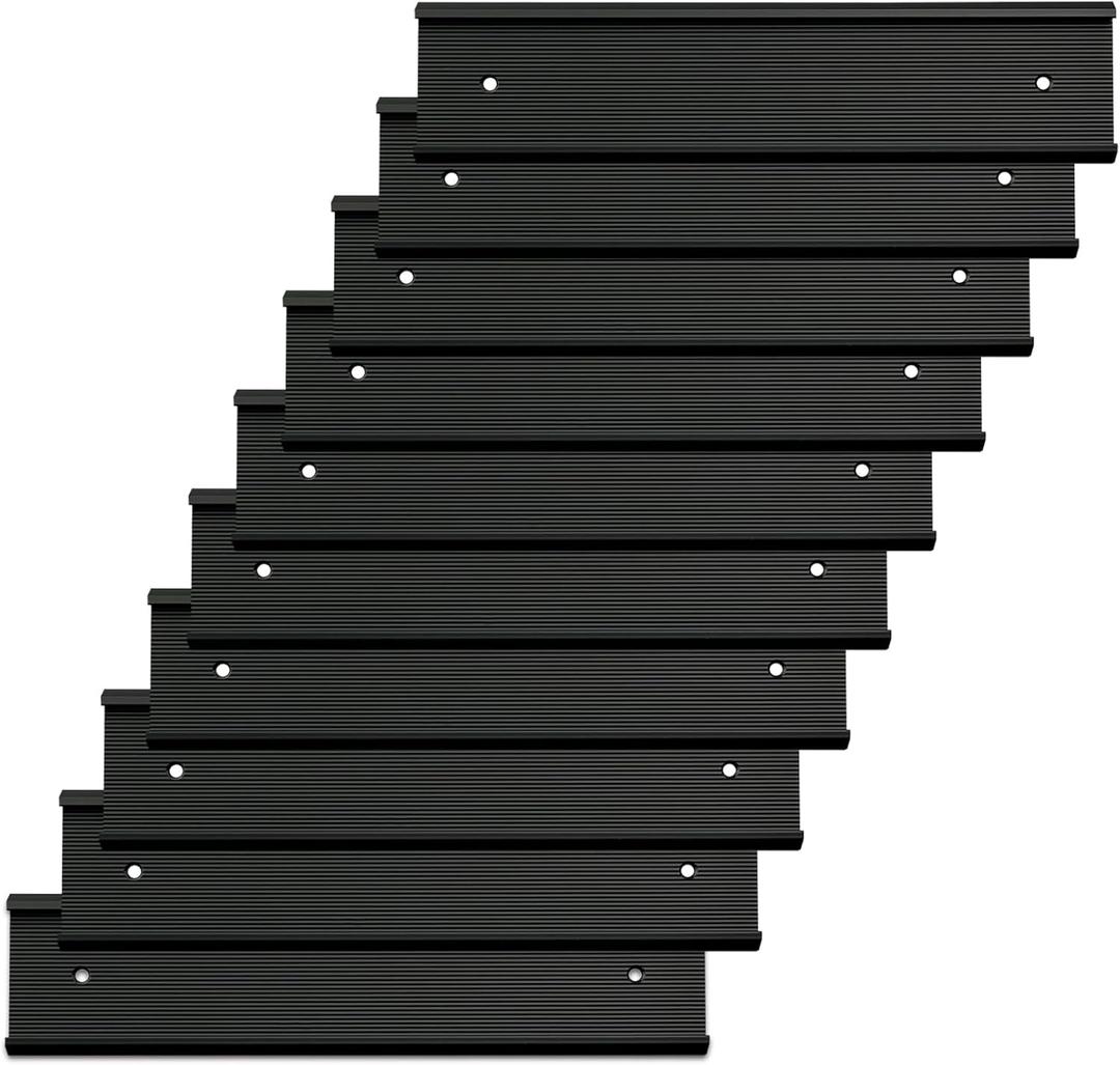 10 Pack 2 x 10 Aluminum Name Plate Holders for Door or Wall, Office Wall Mount Name Plate Holder with Textured Design and Double Sided Tape, for Office, Business, Meeting Room (Black)