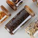 Glass Storage Jars with Wood Lid [Set of 5], Airtight Food Containers Stackable for Coffee Beans| Nuts| Pasta (25oz*2+34oz*2+54oz)
