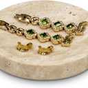 Natural Travertine Marble Jewelry Dish, Beige Round Small Tray 4.5 inch, Modern Stone Shower Soap Holder, Decorative Trinket for Rings, Earrings