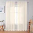 Simplebrand Cream Sheer Curtains 84 Inches Long 2 Panels, Light Filtering Rod Pocket Solid Color Window Sheer Curtain Panels, Elegant Curtains & Drapes for Living Room, Bedroom (Cream, 42" W x 84" L)