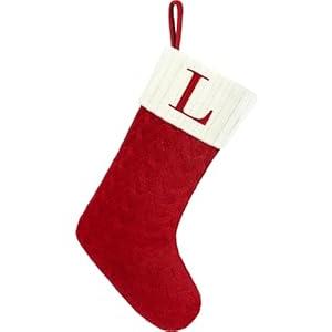 Christmas Stockings with Initials,20 Inches Large Knit Embroidered Letter Christmas Stocking,Monogram Christmas Stocking for Famliy Holiday and Xmas Tree Fireplace