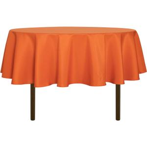 sancua Round Tablecloth - 60 Inch - Water Resistant Spill Proof Washable Polyester Table Cloth Decorative Fabric Table Cover for Dining Tables, Buffet Parties and Camping, Orange