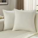 FUTEI Pack of 2 Chenille Throw Pillow Covers 22x22 Inch, Cream | Bound Edge Double-Stitch Design,Same Fabric Both Side,Hidden Zipper,Machine Washable,Pilling-Resistant,Colorfast, No Inserts.
