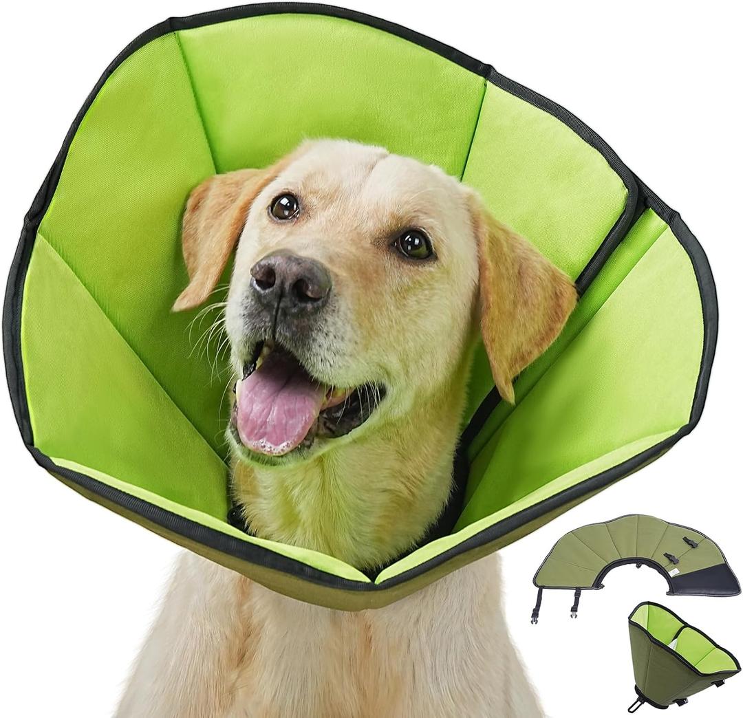 Soft Dog Cone After Surgery: Recovery Collar for Dogs to Stop Licking - Fabric Head Cones for Pet Adjustable Neck Elizabethan Alternative Fits Large Medium Breed（L)