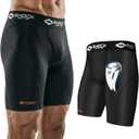 Shock Doctor Compression Shorts with Protective Bio-Flex Cup, Moisture Wicking Vented Protection - Adult Medium