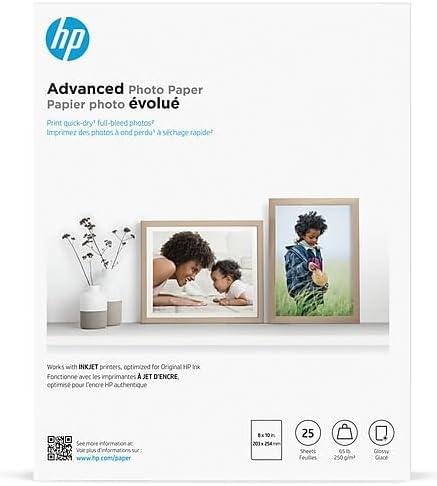 HP Advanced Photo Paper, Glossy, 65 lb, 8 x 10 in., 203 x 254 mm, 25 sheets (6J777A)