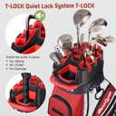 14 Way Golf Cart Bag with T Lock Top & Full Length Dividers, USA Flag Men's Golf Club Cart Bag Premium Cart Golf Bag with Cooler and Rain Cover