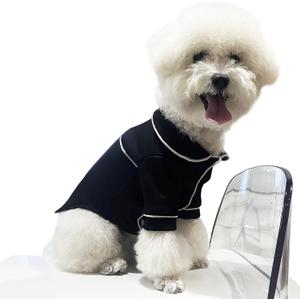 Small Dog Cats Pajamas Silk, Polka Dots Soft Pet Shirts Loungewear Puppy Pjs Clothes for Dogs Yorkie Bulldog Cats Lapel Two-Legged Sleepwear Shirt for Puppy Kitten Kitty All Season Black (Large, Black)