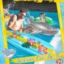 Cunhill 3 Pcs Inflatable Surf Board and Shark Luau Decoration Include 2 Pcs 38.9 in Shark Pool Toy and 60 in Inflatable Surfboard Decor Party Decorations for Adults Boys Girls Surf Beach Party