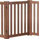 3-Panel Solid Wood Dog Gate - Freestanding Folding Pet Gate for Doorways, Stairs, Indoor, 24" Height, No Installation Needed, Walnut
