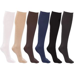 Winterlace Womens Trouser Socks, Opaque Stretchy Nylon Knee High, Many Colors, 6 Pairs, 9-11