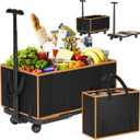 Collapsible Foldable Wagon Cart Heavy Duty, 3-in-1 Utility Dolly Wagons Carts with Wheels, Portable Folding Hand Truck with Removable Bag for Groceries, Laundry, Sports, Office