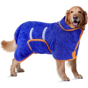 Bienbee Dog Bathrobe, Quick Drying Super Absorbent Dog Robes for After Bath, Warm Keeping Dogs Towel, Dogs Bath Supplies, Dark Blue XL