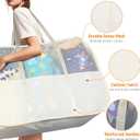 Collapsible Laundry Baskets with 3 Compartment, 150L Tear-proof Pop Up Hamper, Foldable Laundry Basket with Tote Handles, Dirty Clothes Hamper for Laundry, Bedroom, Bathroom, Dorm Beige