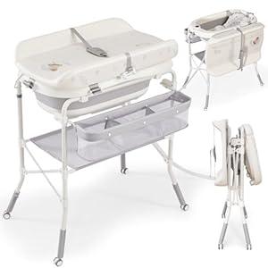 DZMDIP Baby Bathtub with Foldable Changing Table