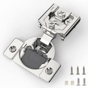 FURNIWARE 50 Pieces Soft Closing Cabinet Hinges, 3/4 inch Overlay Cabinet Hardware Hinges Nickel Plated- 105 Degree (3/4", 50 Pack)