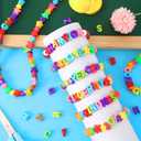 Augshy 700Pcs Large Letter Beads Colorful Plastic A-Z Mixed Alphabet Shape Beads for Jewelry Making Bracelets Necklaces Key Chains Shoelaces Crafts Party Decor(9x12mm)