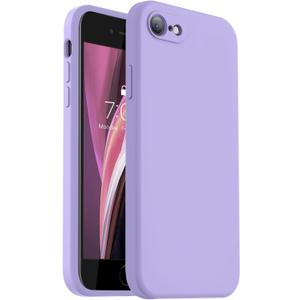 Vooii for iPhone SE Case 2022/3rd/2020,iPhone 8/7 Case, Upgraded Liquid Silicone with [Flat Edges] [Camera Protection] [Soft Anti-Scratch Microfiber Lining] Phone Case for iPhone SE - Light Purple