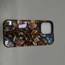 Magnetic for iPhone 15 Pro Max Case Vintage Gold Floral Art Phone Case, Elegant Botanical Stained Glass Shockproof Slim TPU and Hard PC Protective Phone Cover Compatible with MagSafe Gift for Women