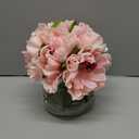 Hollyone Light Pink Peonies Artificial Flowers with Vase Faux Flowers Peony Fake Flowers Silk Flower Arrangements in Glass Vase with Faux Water for Bathroom Table Centerpiece Shelf Home Decor
