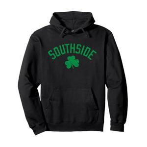 Southside Chicago Irish Shamrock Distressed Green Print Pullover Hoodie M