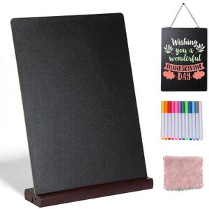 11.7x16.5 Inch Tabletop Chalkboard with Wood Base, Menu Chalkboard Stand, Message Board, Bar and Special Event Decorations, Hanging Double-Sided Chalkboards Sign for DIY Home Decoration-Walnut